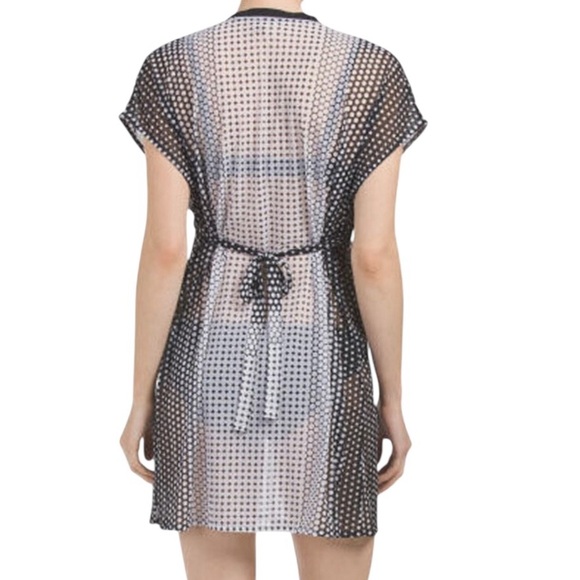 Profiles by Gottex dolce vita mesh v neck Black & White Swim Cover-Up size small - Picture 6 of 14